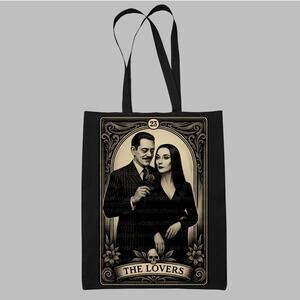The Lovers Tarot Addams Family Tote, Morticia & Gomez Bag, Witchy Gothic Design
